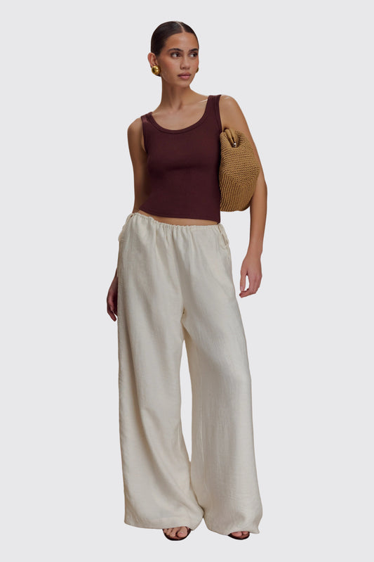 Callum Drawstring Straight Leg Pants - White