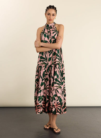 Vestido Maxi Palm Éclat Rosa