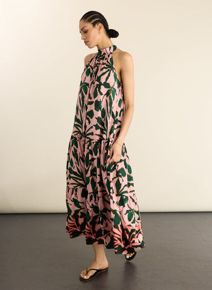 Vestido Maxi Palm Éclat Rosa