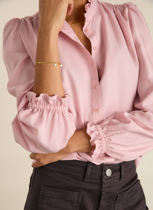 Blusa Aura Rosa Volante